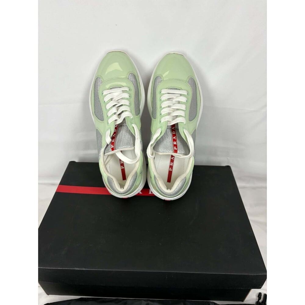 Prada American Cup Patent Mint Green Mens Mesh Sneakers - Sz 7 US SPB JA-365540 - Picture 5 of 14